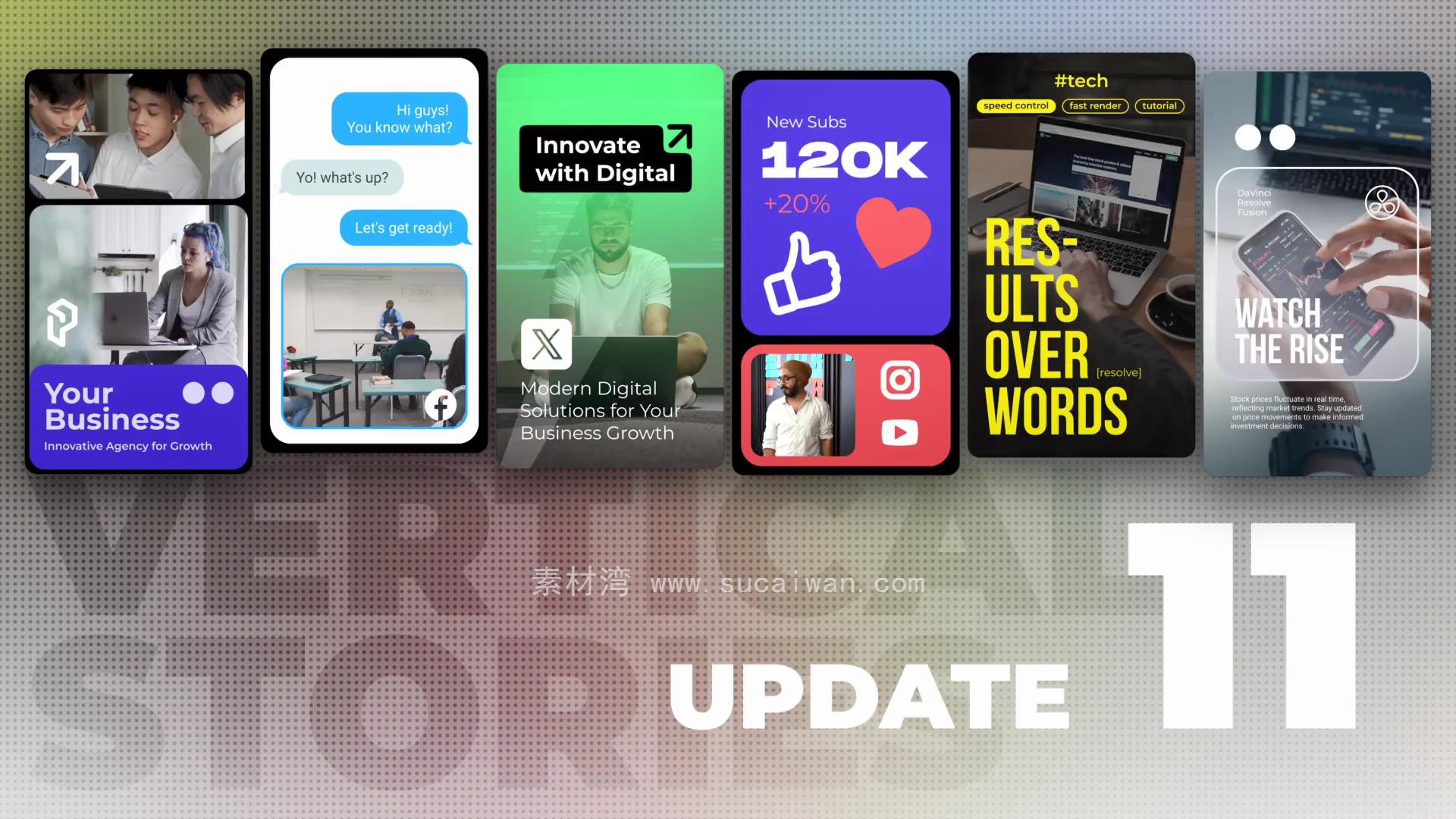 达芬奇模板：简洁时尚现代经典撕纸效果抖音小红书竖屏手机9:16动画模板 Instagram Stories - DaVinci Resolve (Upd. 11) , sucaiwan.com