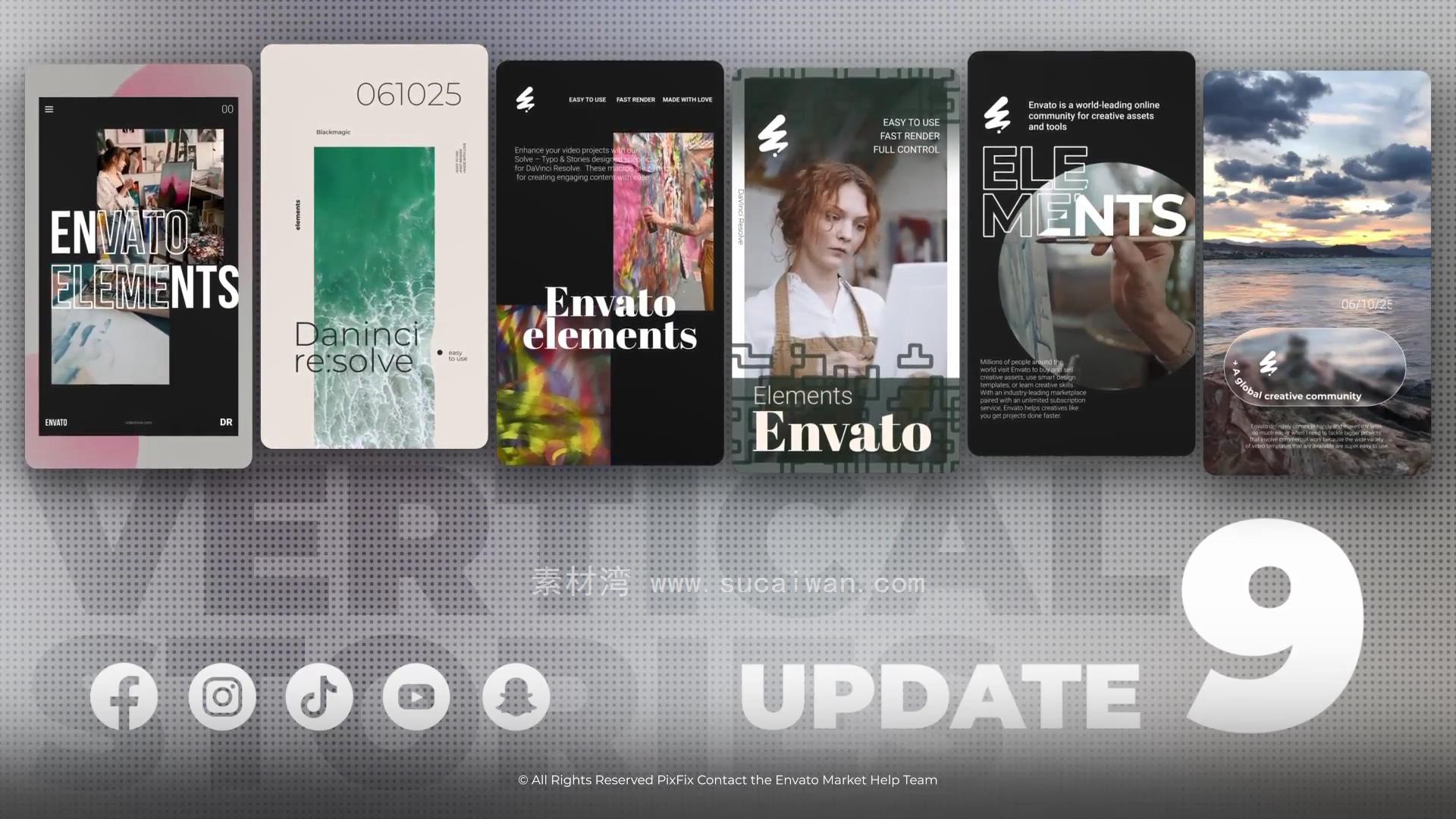 达芬奇模板：简洁时尚现代经典撕纸效果抖音小红书竖屏手机9:16动画模板 Instagram Stories - DaVinci Resolve (Upd. 11) , sucaiwan.com