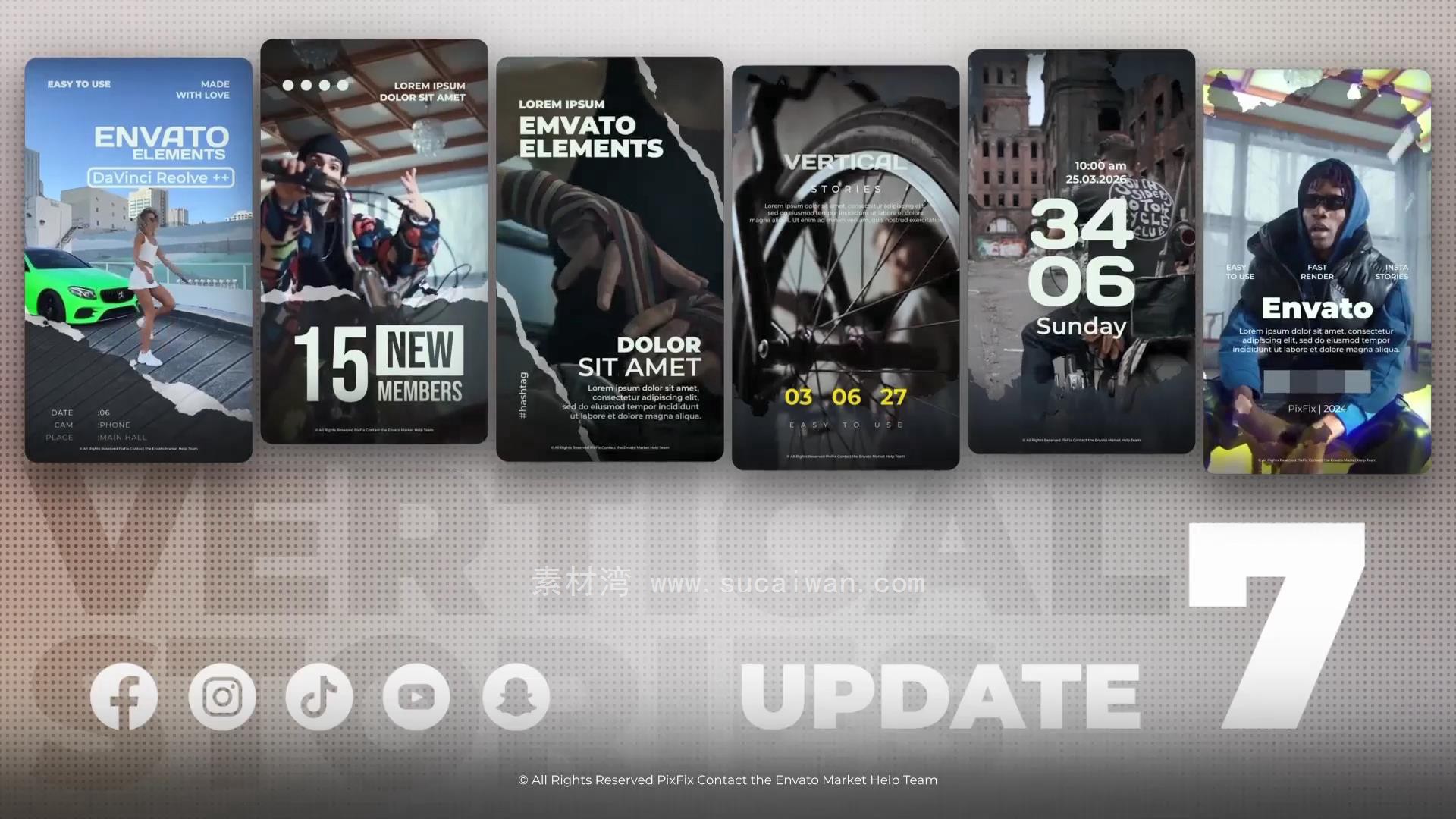 达芬奇模板：简洁时尚现代经典撕纸效果抖音小红书竖屏手机9:16动画模板 Instagram Stories - DaVinci Resolve (Upd. 11) , sucaiwan.com