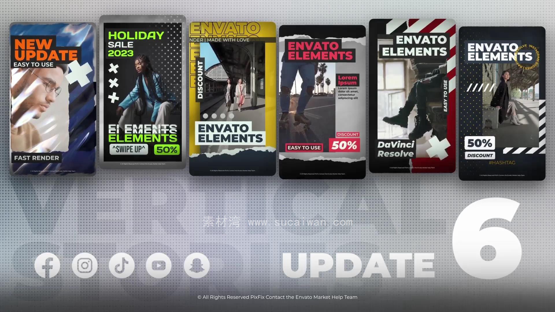 达芬奇模板：简洁时尚现代经典撕纸效果抖音小红书竖屏手机9:16动画模板 Instagram Stories - DaVinci Resolve (Upd. 11) , sucaiwan.com