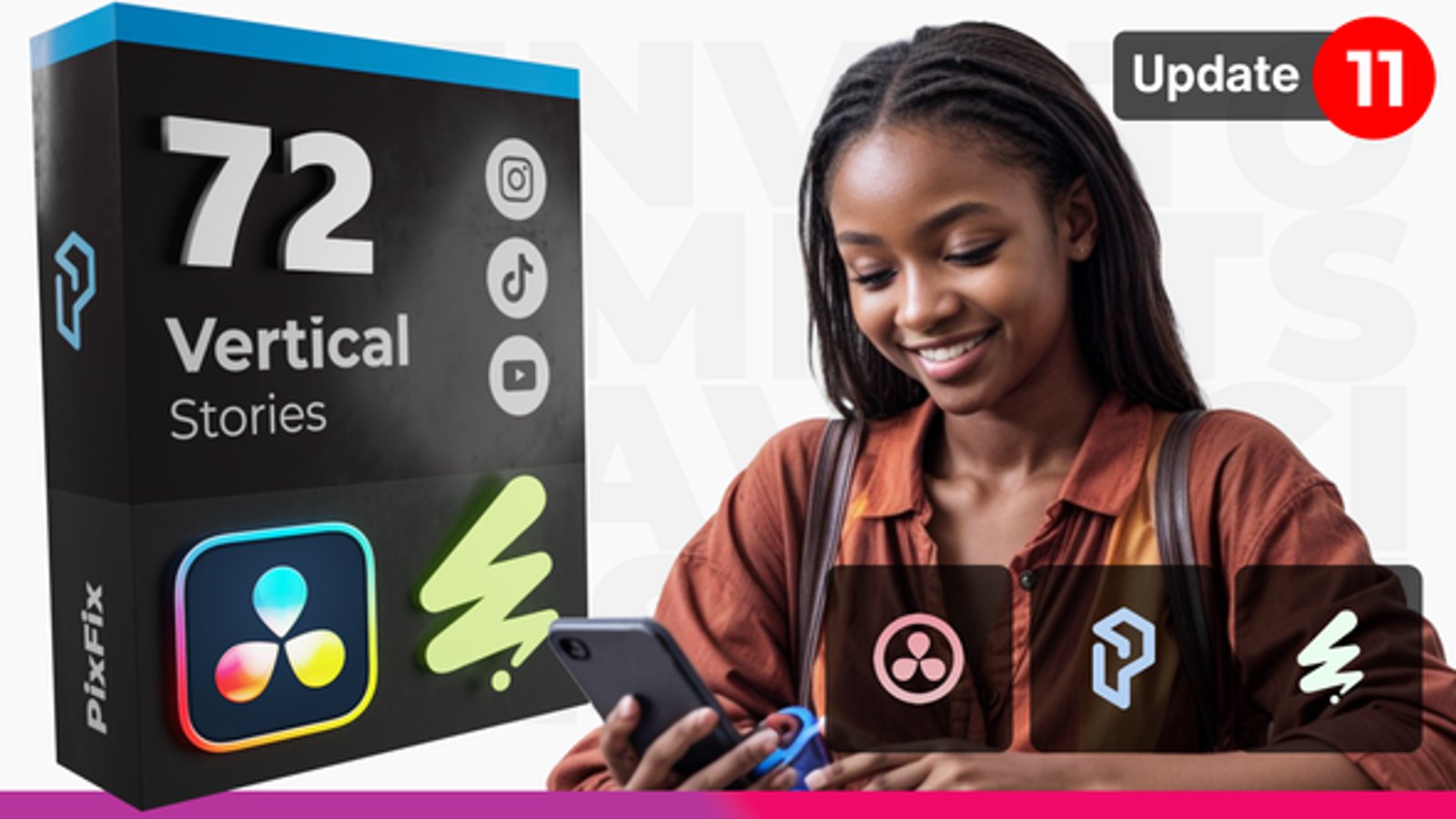 达芬奇模板：简洁时尚现代经典撕纸效果抖音小红书竖屏手机9:16动画模板 Instagram Stories - DaVinci Resolve (Upd. 11) , sucaiwan.com