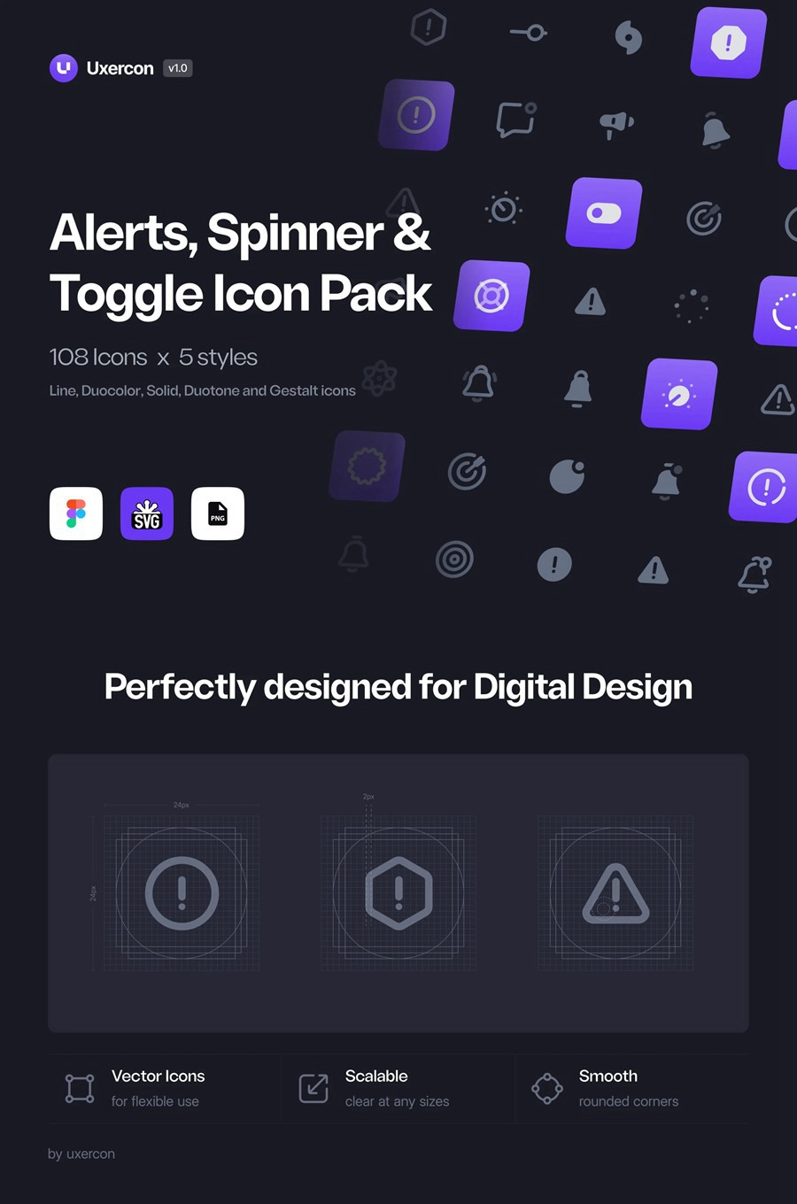 108款圆润警示警报旋转切换矢量图标Icons设计Figma/PNG格式素材 Alert, Spinner & Toggle – Uxercon Icon Pack 图标素材 第3张-素材湾丨精选海外优质设计素材资源 108款圆润警示警报旋转切换矢量图标Icons设计Figma/PNG格式素材 Alert, Spinner & Toggle – Uxercon Icon Pack 图标素材 sucaiwan.com