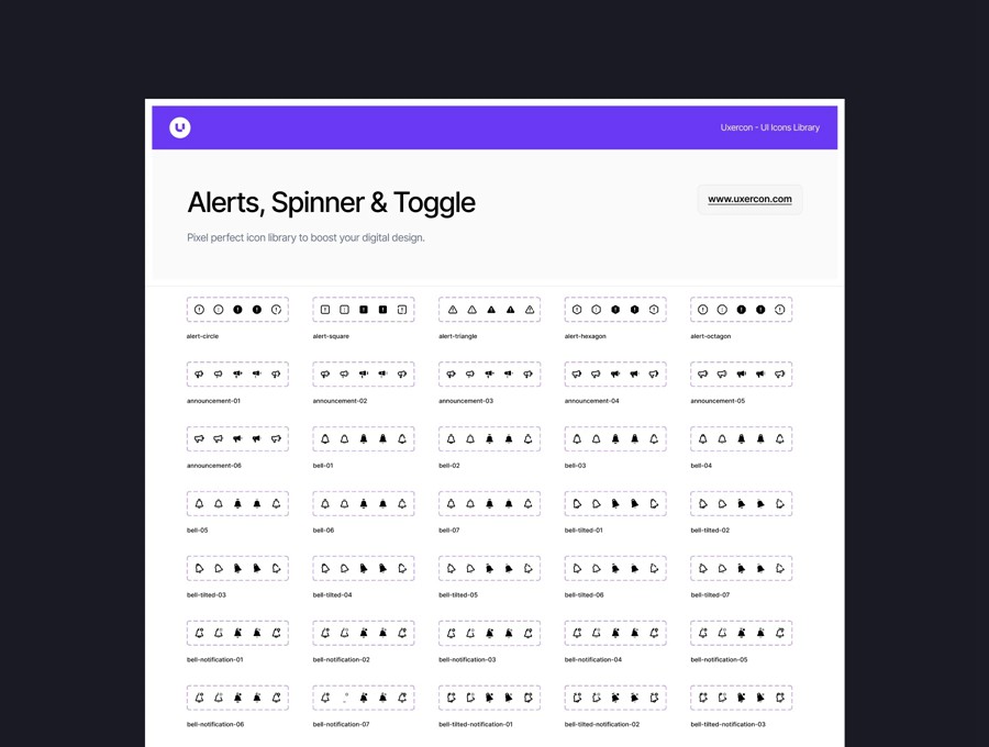 108款圆润警示警报旋转切换矢量图标Icons设计Figma/PNG格式素材 Alert, Spinner & Toggle – Uxercon Icon Pack 图标素材 第6张-素材湾丨精选海外优质设计素材资源 108款圆润警示警报旋转切换矢量图标Icons设计Figma/PNG格式素材 Alert, Spinner & Toggle – Uxercon Icon Pack 图标素材 sucaiwan.com