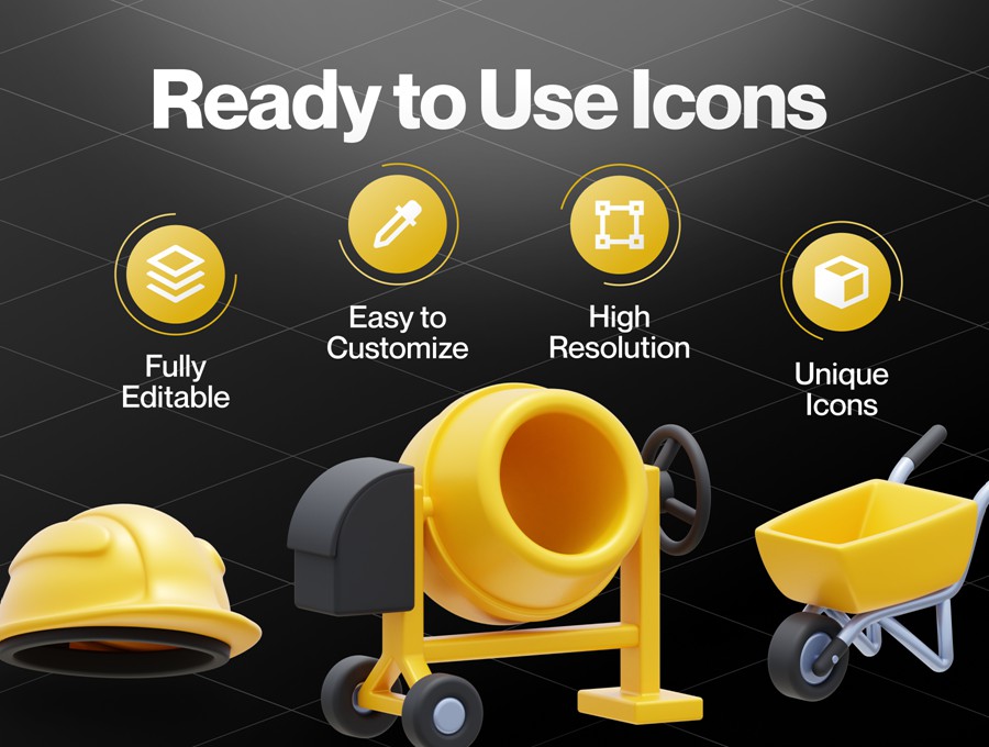 20款高级质感建筑施工工程车辆设备3D图标Icons设计Blender/PNG格式素材 Construcy – Construction 3D Icon Set 图标素材 第3张-素材湾丨精选海外优质设计素材资源 20款高级质感建筑施工工程车辆设备3D图标Icons设计Blender/PNG格式素材 Construcy – Construction 3D Icon Set 图标素材 sucaiwan.com