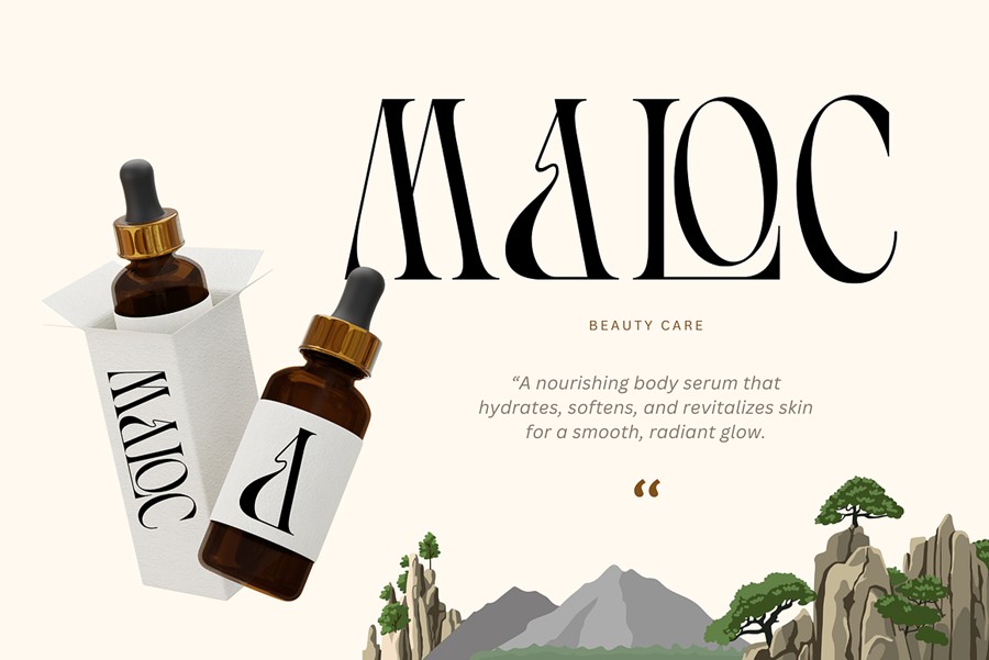 时尚优雅杂志品牌广告徽标设计衬线英文字体安装包 Maberk – Branding Logo Font 设计素材 sucaiwan.com