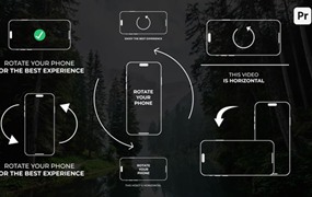 AE/PR/FCPX/达芬奇模板:手机旋转竖屏横屏演示指南动画