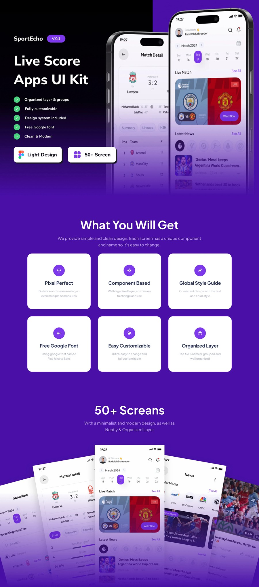 50+屏简约足球篮球体育赛事比赛直播APP UI界面设计Figma模板套件 SportEcho – Football Live Score Mobile App UI Kit APP UI 第7张-素材湾丨精选海外优质设计素材资源 50+屏简约足球篮球体育赛事比赛直播APP UI界面设计Figma模板套件 SportEcho – Football Live Score Mobile App UI Kit APP UI sucaiwan.com