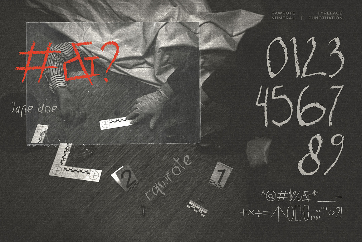 英文字体：复古涂鸦艺术粗糙恐怖气息墨水画笔手写蜡笔抽象笔触字体 Rawrote – Crayon-Textured Handwriting Font , sucaiwan.com