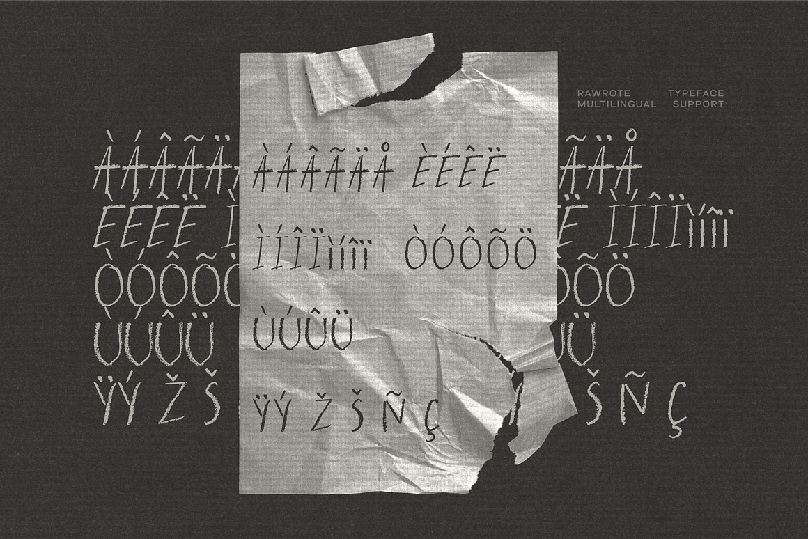 英文字体：复古涂鸦艺术粗糙恐怖气息墨水画笔手写蜡笔抽象笔触字体 Rawrote – Crayon-Textured Handwriting Font , sucaiwan.com