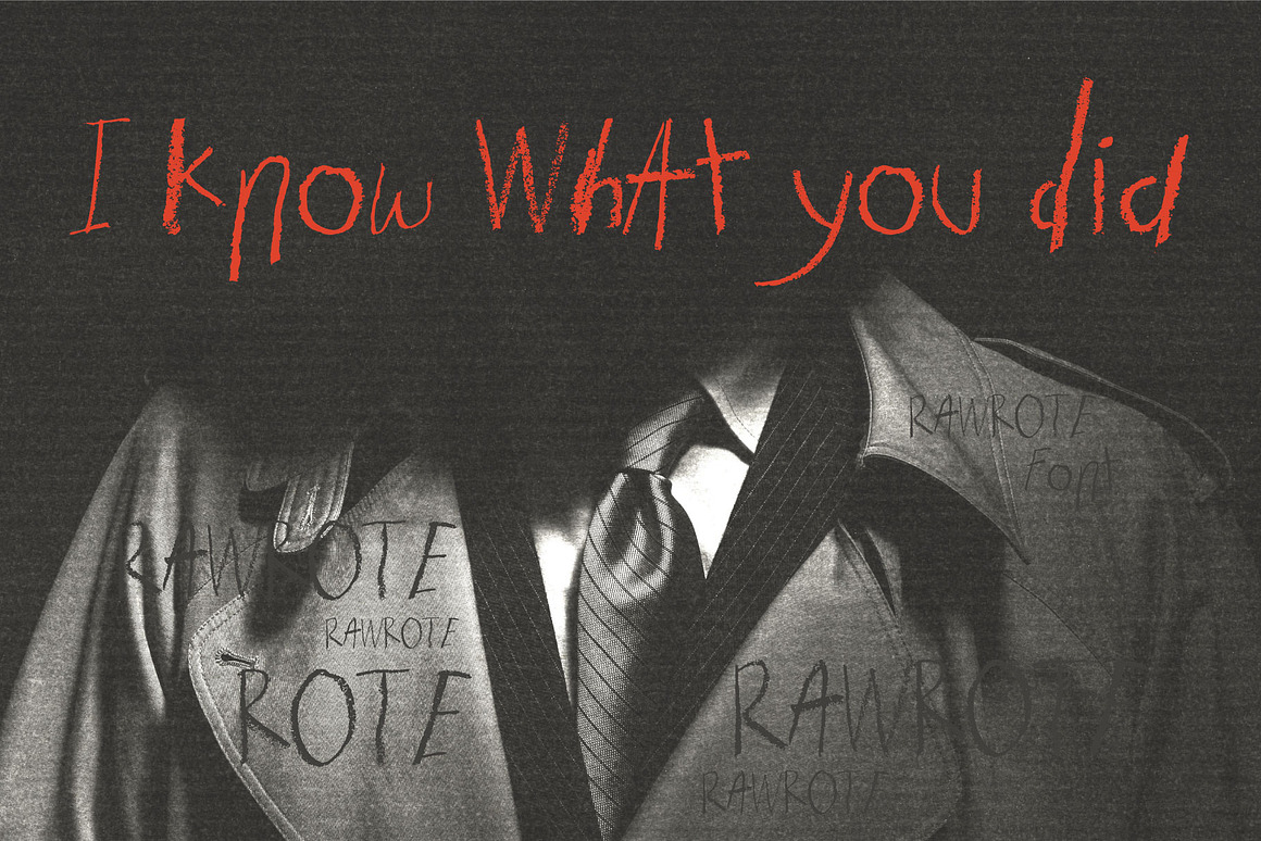 英文字体：复古涂鸦艺术粗糙恐怖气息墨水画笔手写蜡笔抽象笔触字体 Rawrote – Crayon-Textured Handwriting Font , sucaiwan.com