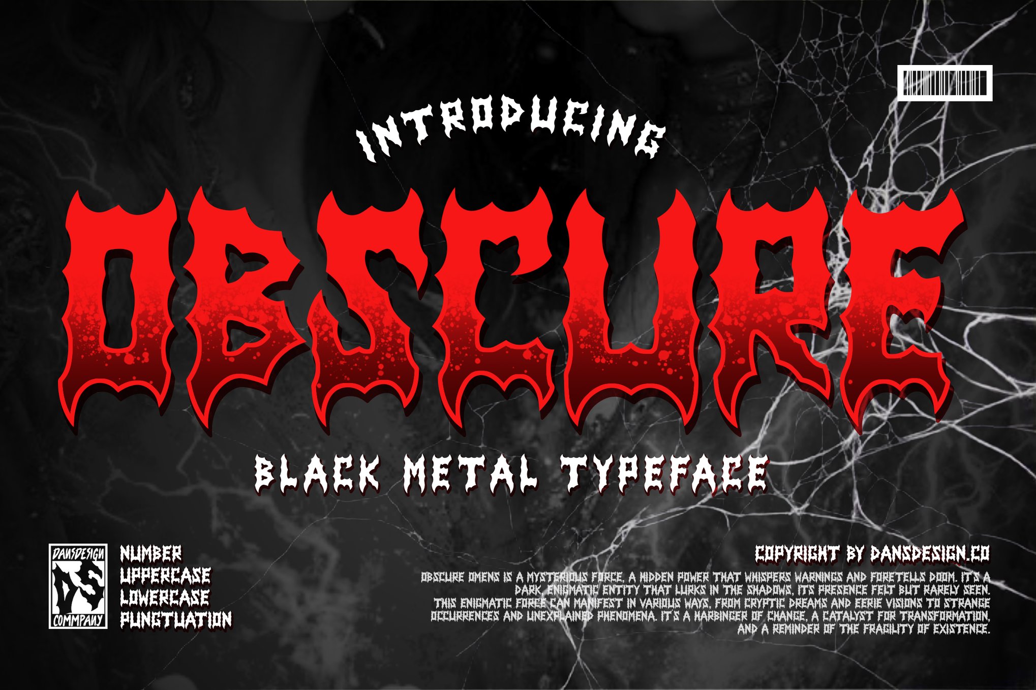 时尚复古品牌服装徽标设计Y2k装饰英文字体安装包 Obscure Metal Horror Blackletter Y2k Graffiti Font 设计素材 sucaiwan.com