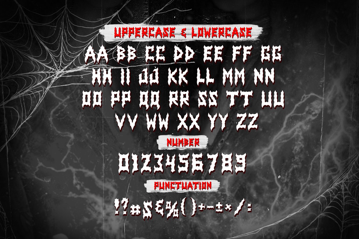 时尚复古品牌服装徽标设计Y2k装饰英文字体安装包 Obscure Metal Horror Blackletter Y2k Graffiti Font 设计素材 sucaiwan.com