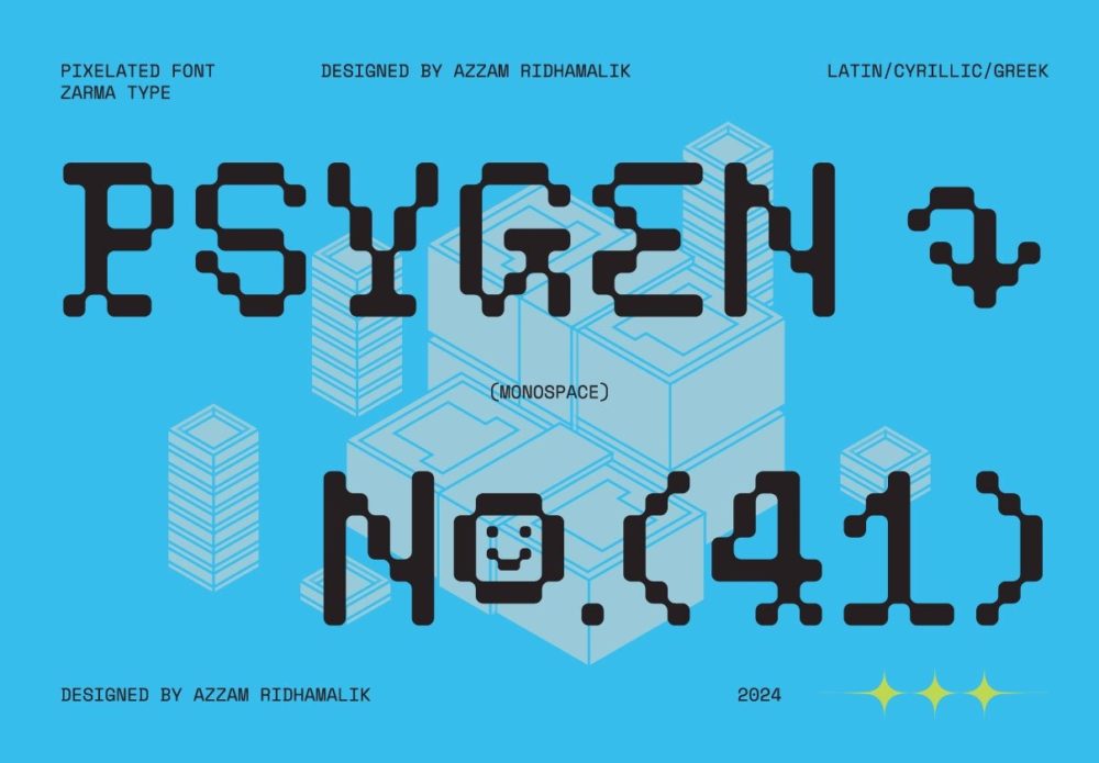 现代复古像素风品牌海报游戏设计装饰ps\ai英文字体安装包 Psygen – Modern Pixel Font 设计素材 第1张-素材湾丨精选海外优质设计素材资源 现代复古像素风品牌海报游戏设计装饰ps\ai英文字体安装包 Psygen – Modern Pixel Font 设计素材 sucaiwan.com