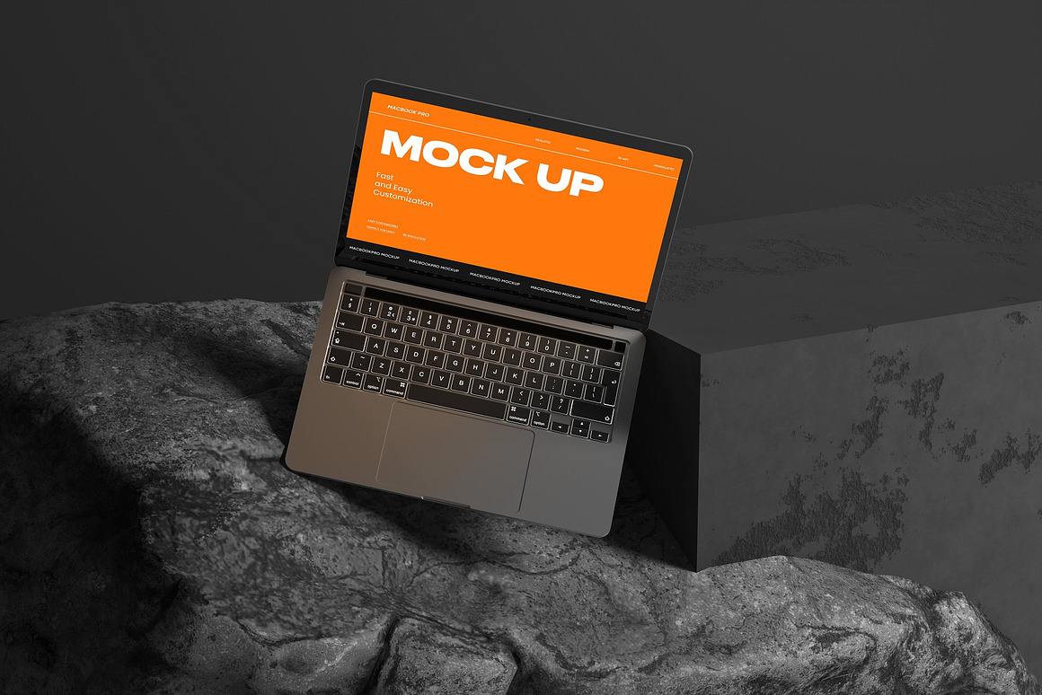 10款暗黑系岩石背景UI广告设计苹果MacBook Pro笔记本电脑贴图PSD样机模板 10 PSD Outdoor MacBook Pro Mockup 样机素材 sucaiwan.com