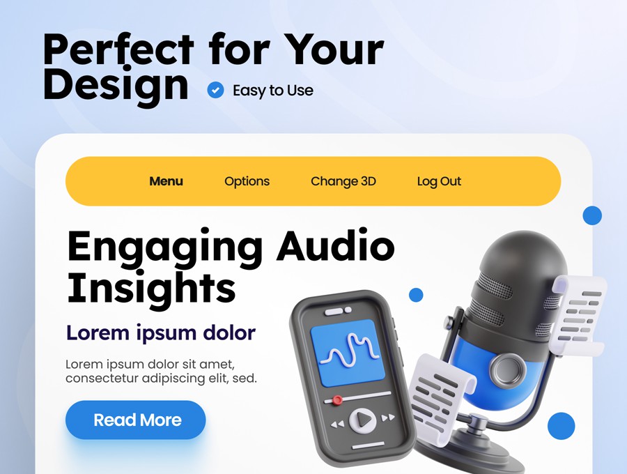 15款高级质感广播博客播音音频话筒音响设备3D插图图标Icons设计OBJ/PNG格式素材 3D Podcast and Audio Illustrations 图标素材 sucaiwan.com