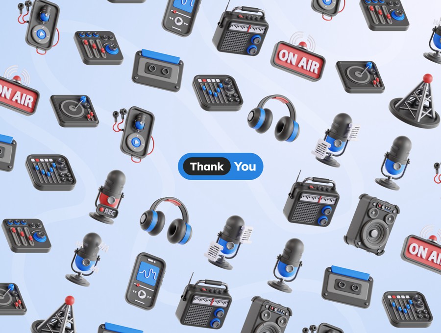 15款高级质感广播博客播音音频话筒音响设备3D插图图标Icons设计OBJ/PNG格式素材 3D Podcast and Audio Illustrations 图标素材 sucaiwan.com