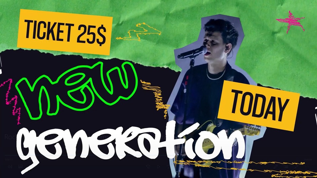 达芬奇模板：大胆前卫仿旧垃圾摇滚风格人物描边冻结帧动画开场片头 , sucaiwan.com