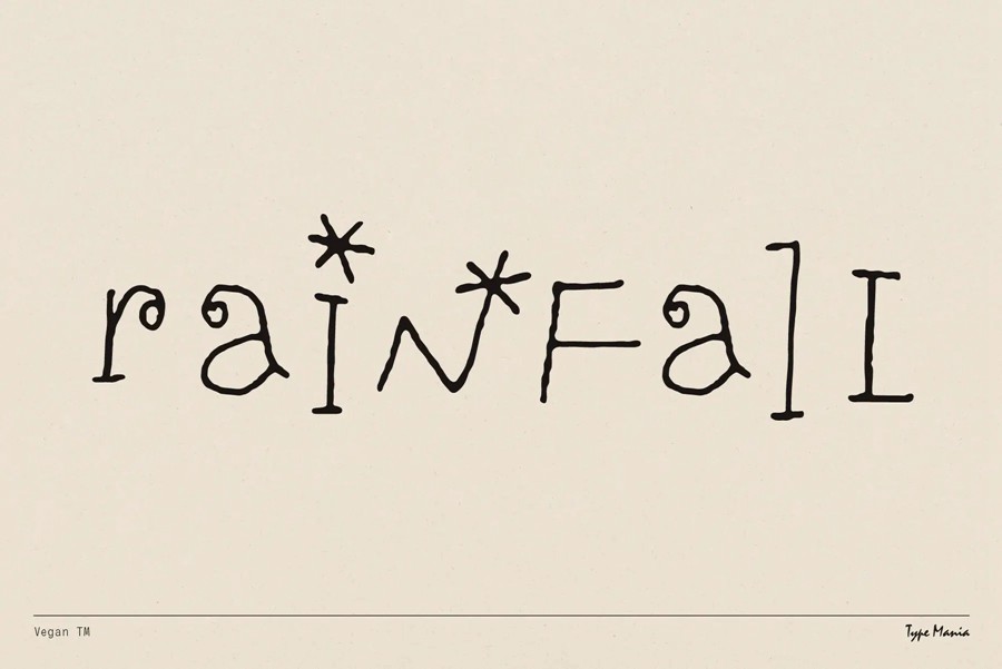 英文字体：复古趣味笨拙感不规则手写Y2K创意海报封面标题logo徽标设计品牌字体 Vegan TM Font（ , sucaiwan.com