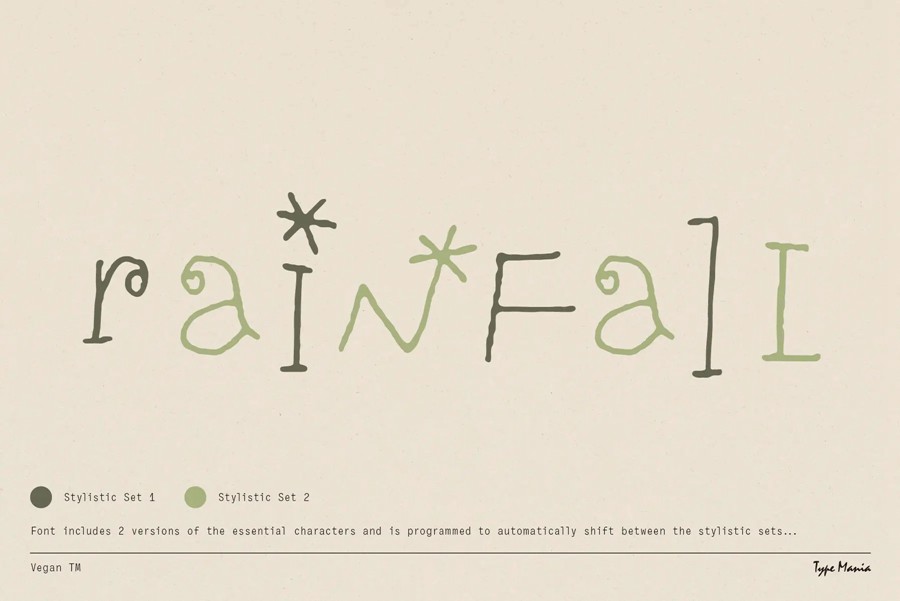 英文字体：复古趣味笨拙感不规则手写Y2K创意海报封面标题logo徽标设计品牌字体 Vegan TM Font（ , sucaiwan.com