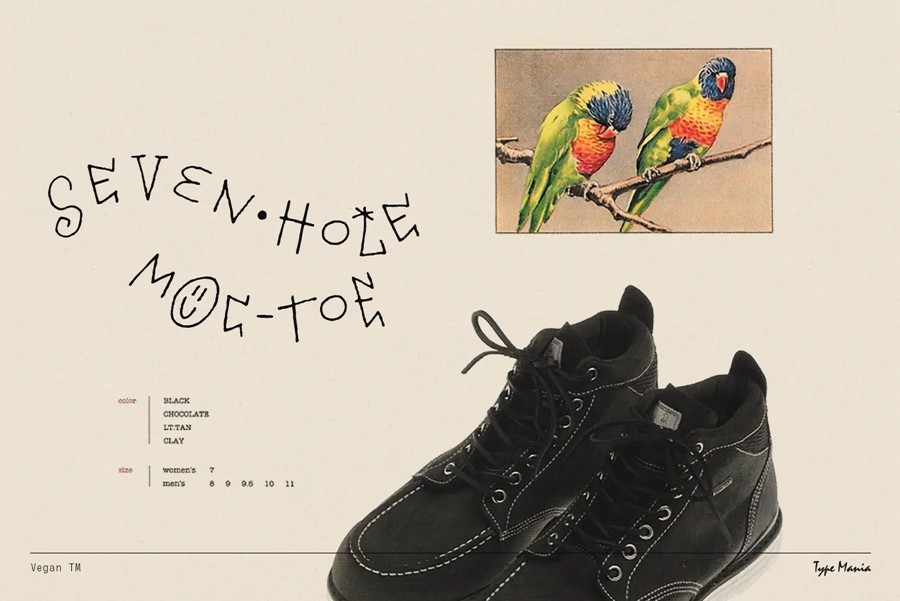 英文字体：复古趣味笨拙感不规则手写Y2K创意海报封面标题logo徽标设计品牌字体 Vegan TM Font（ , sucaiwan.com