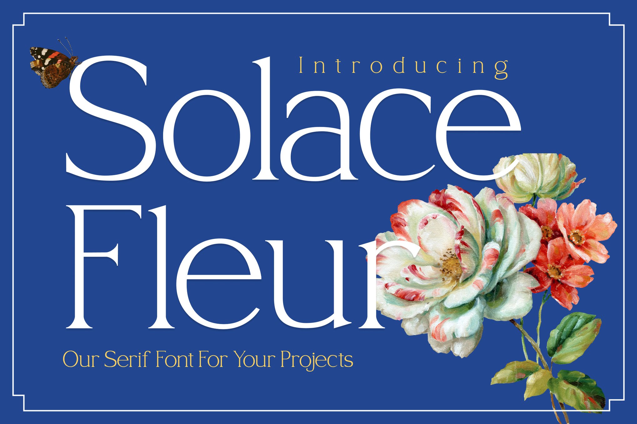 现代时尚杂志海报徽标设计衬线英文字体安装包 Solace Fleur Serif Font 设计素材 sucaiwan.com