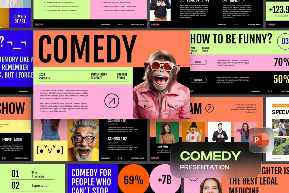 时尚品牌营销策划演示文稿设计ppt模板 Comedy 幻灯图表 sucaiwan.com