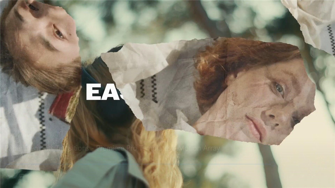 PR模板：复古杂志撕纸折痕胶带拼贴剪切风格化转场过渡模板 , sucaiwan.com