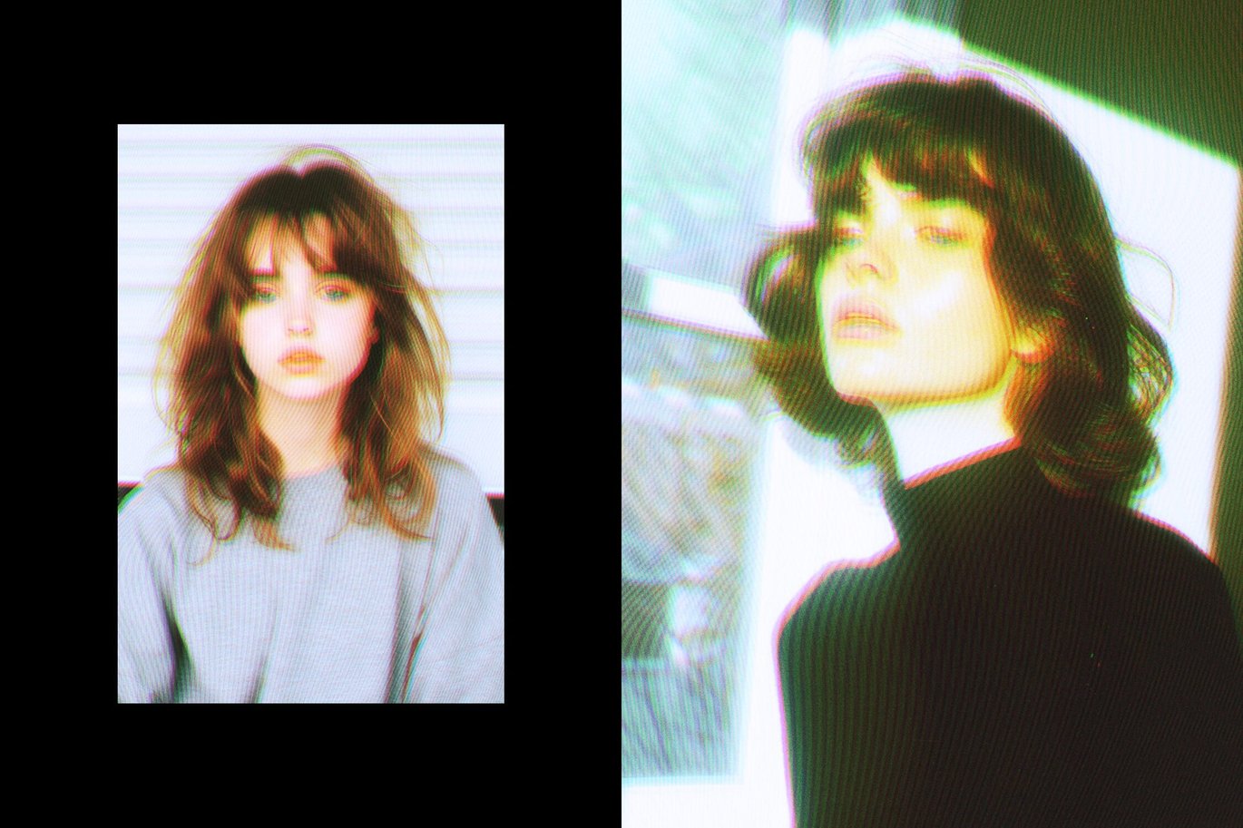 复古故障错位条纹失真照片效果ps特效滤镜样机 Vintage Tape Photo Effect 插件预设 sucaiwan.com