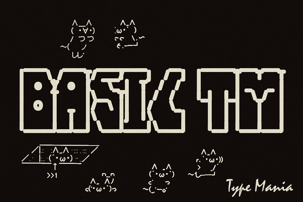 英文字体:复古怀旧ASCII风格计算屏幕网络数字代码艺术标题包装字体 Basic TM – Quirky Computer Font , 第1张-素材湾丨精选海外优质设计素材资源 英文字体:复古怀旧ASCII风格计算屏幕网络数字代码艺术标题包装字体 Basic TM – Quirky Computer Font , sucaiwan.com