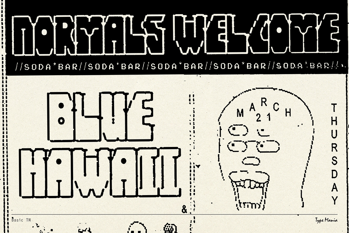 英文字体:复古怀旧ASCII风格计算屏幕网络数字代码艺术标题包装字体 Basic TM – Quirky Computer Font , 第2张-素材湾丨精选海外优质设计素材资源 英文字体:复古怀旧ASCII风格计算屏幕网络数字代码艺术标题包装字体 Basic TM – Quirky Computer Font , sucaiwan.com