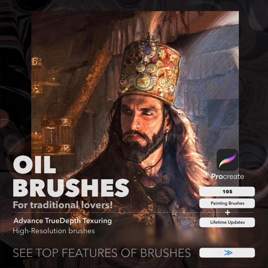 大师级素描油画艺术绘画procreate笔刷画笔设计素材 Procreate Brushes: Oil Powerpack for Traditional Art Lovers 笔刷资源 sucaiwan.com