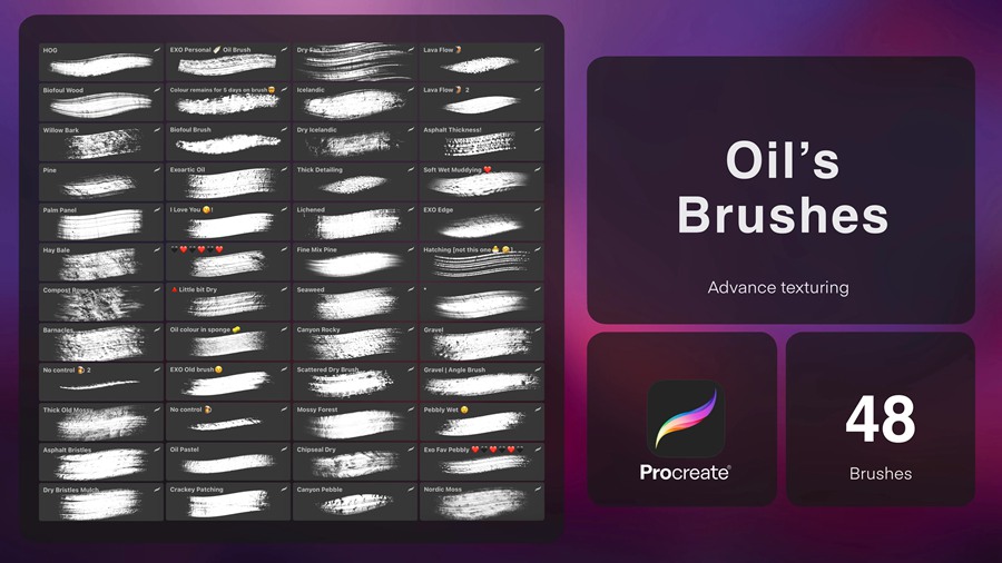 大师级素描油画艺术绘画procreate笔刷画笔设计素材 Procreate Brushes: Oil Powerpack for Traditional Art Lovers 笔刷资源 sucaiwan.com
