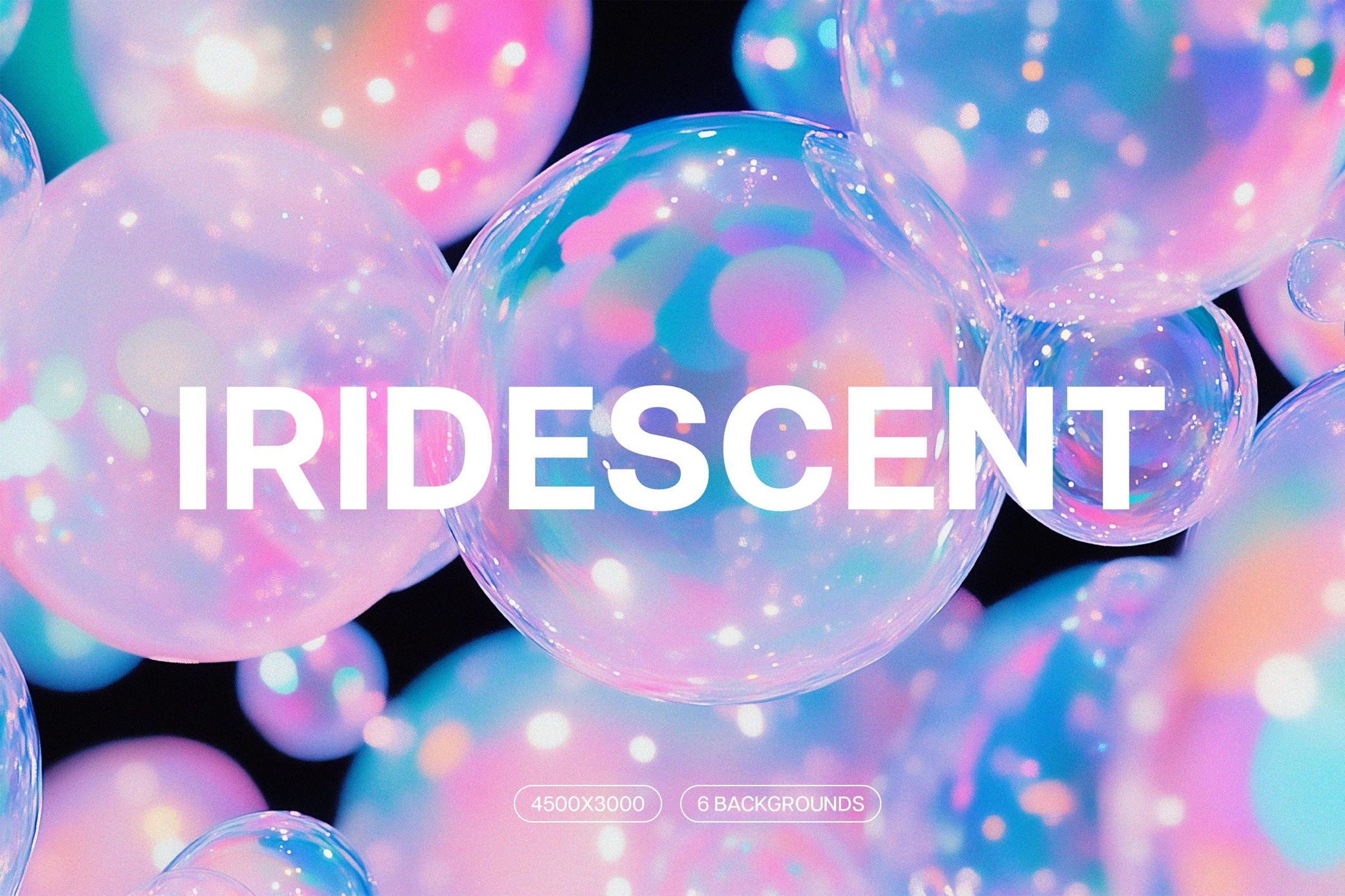6款彩虹气泡设计背景JPG/PSD Iridescent Bubbles Backgrounds 图片素材 sucaiwan.com