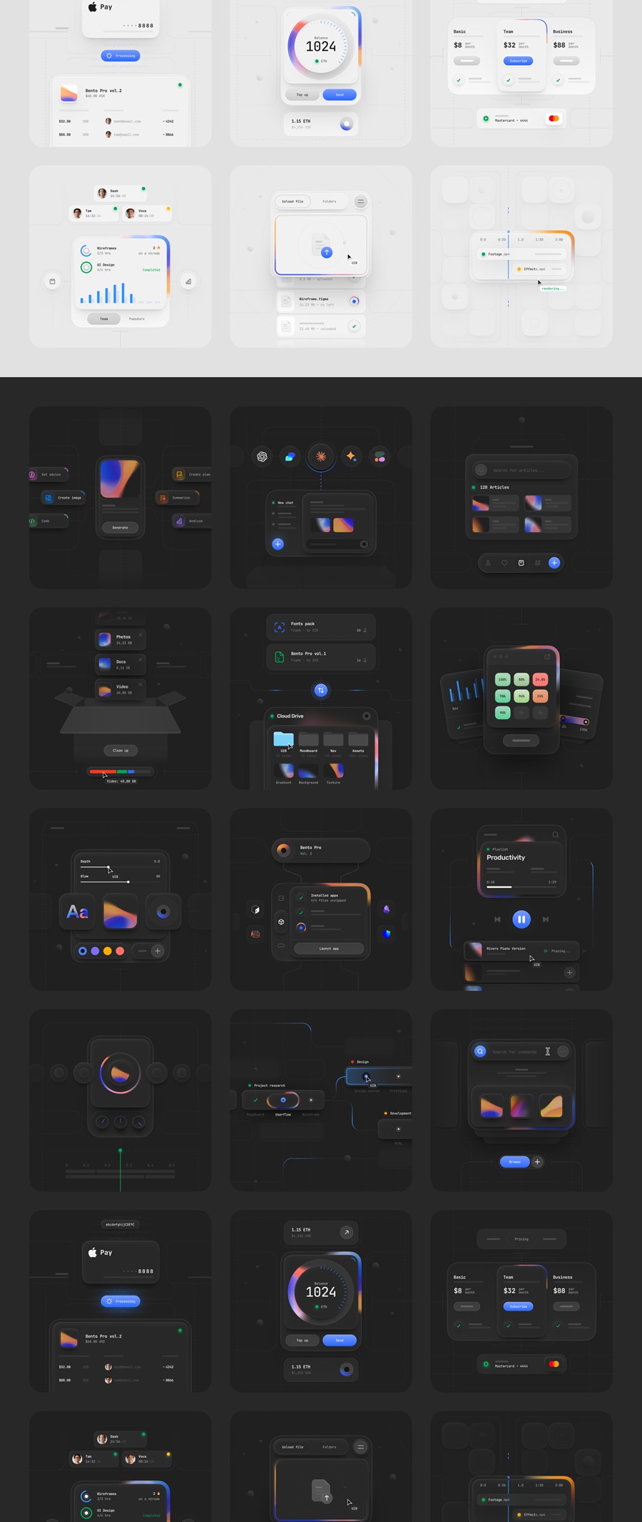 高级双配色金融科技社交交友聊天APP UI卡片小工具设计Figma格式素材 Bento Pro: Multipurpose 2.0 APP UI 第10张-素材湾丨精选海外优质设计素材资源 高级双配色金融科技社交交友聊天APP UI卡片小工具设计Figma格式素材 Bento Pro: Multipurpose 2.0 APP UI sucaiwan.com