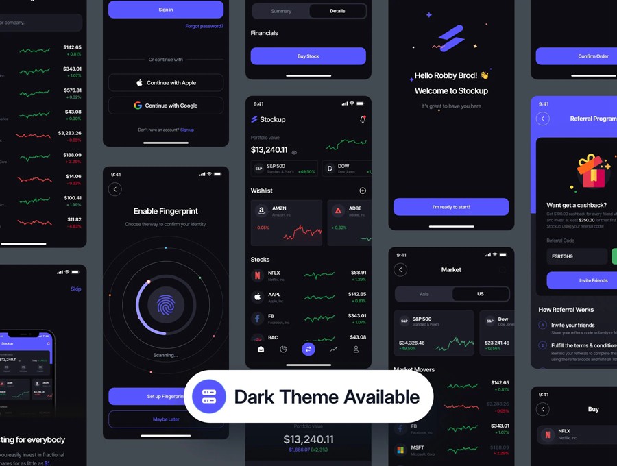 40+屏金融投资理财股票基金债券软件APP UI界面设计Figma模板套件 Stockup – Stock App UI Kit APP UI 第6张-素材湾丨精选海外优质设计素材资源 40+屏金融投资理财股票基金债券软件APP UI界面设计Figma模板套件 Stockup – Stock App UI Kit APP UI sucaiwan.com