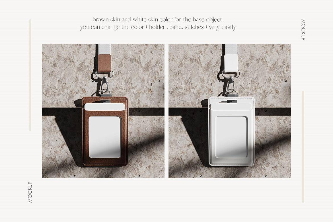 户外拍摄阴影工作证工牌胸牌门禁卡挂绳Vi设计PS展示贴图样机模板素材 Card Holder Mockup 样机素材 sucaiwan.com