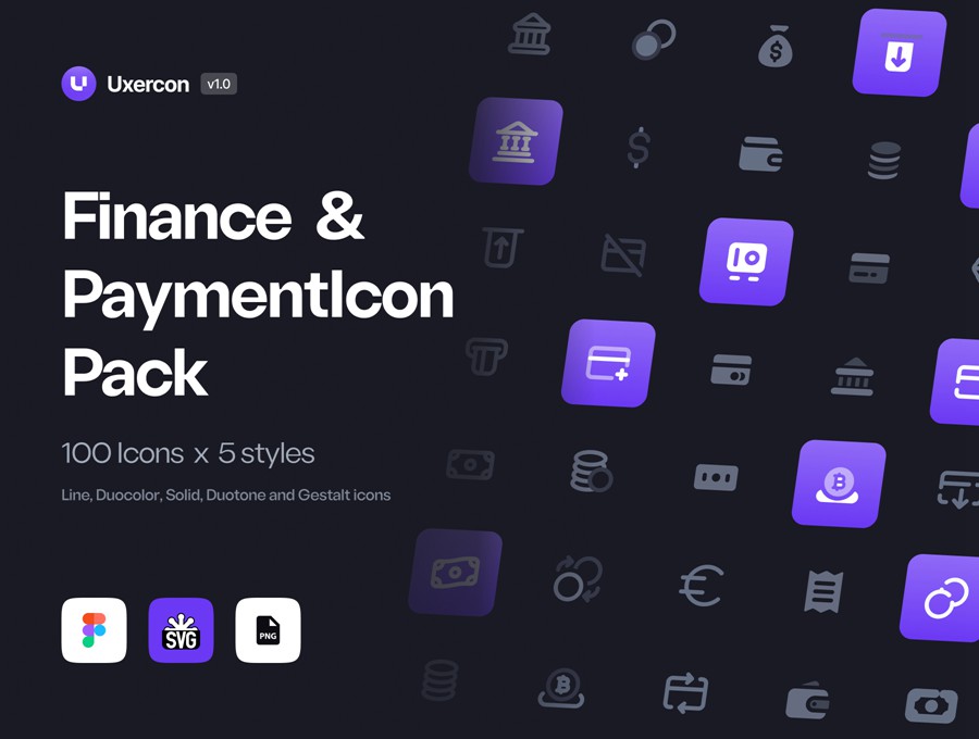 100款多功能财务金融支付理财网站WEB&APP UI界面矢量图标Icons设计Figma/PNG格式素材 Finance & Payment – Uxercon Icon Pack APP UI 第1张-素材湾丨精选海外优质设计素材资源 100款多功能财务金融支付理财网站WEB&APP UI界面矢量图标Icons设计Figma/PNG格式素材 Finance & Payment – Uxercon Icon Pack APP UI sucaiwan.com