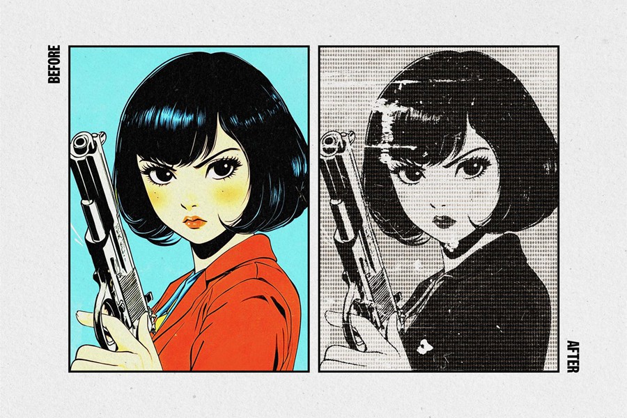 复古做旧划痕破损老式漫画半调印刷照片效果PS特效滤镜插件样机素材 Retro Print Photo Effect 插件预设 第11张-素材湾丨精选海外优质设计素材资源 复古做旧划痕破损老式漫画半调印刷照片效果PS特效滤镜插件样机素材 Retro Print Photo Effect 插件预设 sucaiwan.com