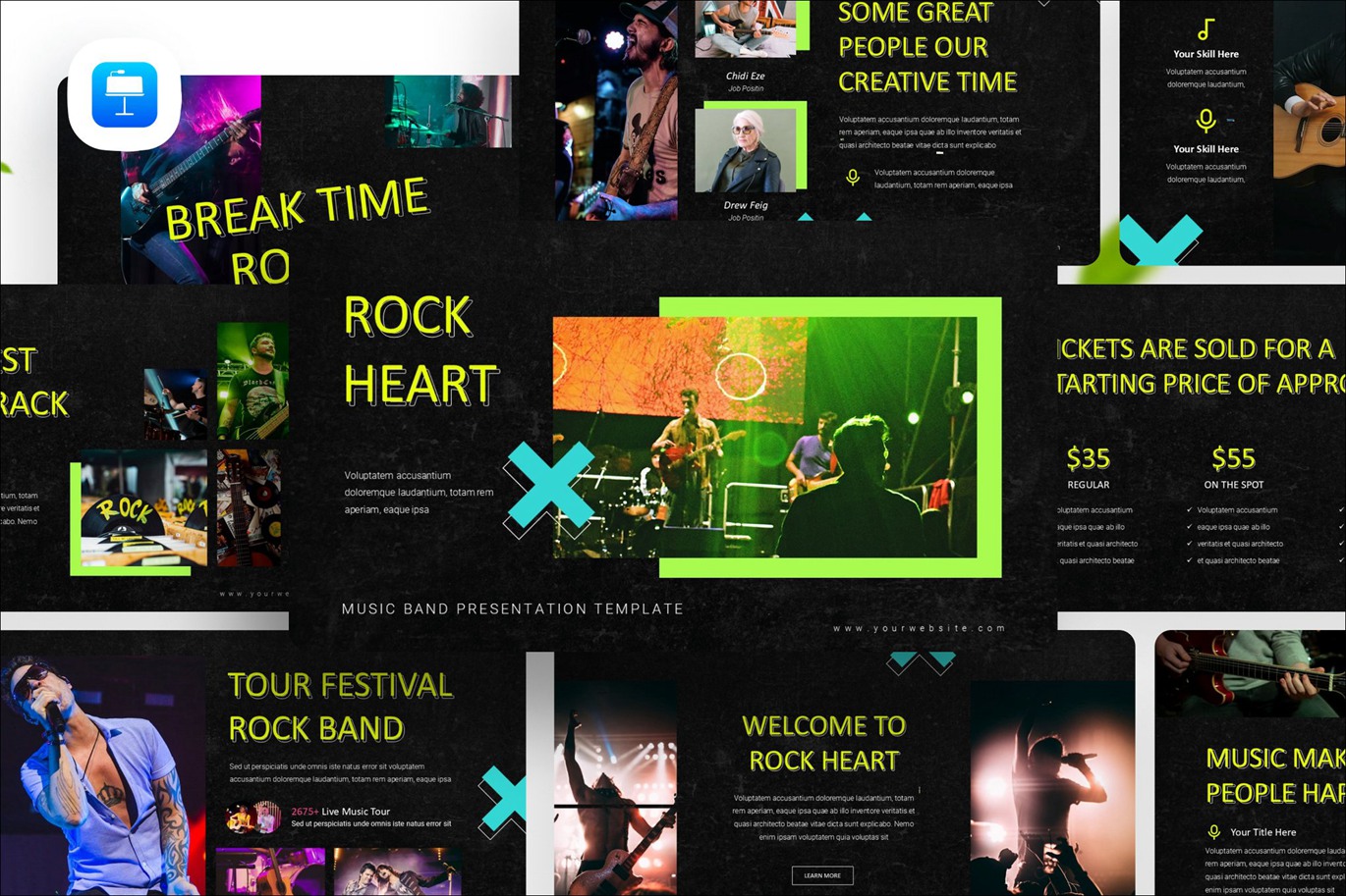 乐队主题营销策划演示文稿设计Keynote模版 Music Band Keynote Presentation Template 幻灯图表 第1张-素材湾丨精选海外优质设计素材资源 乐队主题营销策划演示文稿设计Keynote模版 Music Band Keynote Presentation Template 幻灯图表 sucaiwan.com