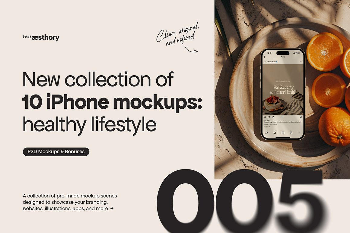 10款INS风UI广告界面设计苹果iPhone 15 Pro手机贴图PS展示样机模板素材 10 iPhone Mockups: Healthy Lifestyle 样机素材 第1张-素材湾丨精选海外优质设计素材资源 10款INS风UI广告界面设计苹果iPhone 15 Pro手机贴图PS展示样机模板素材 10 iPhone Mockups: Healthy Lifestyle 样机素材 sucaiwan.com