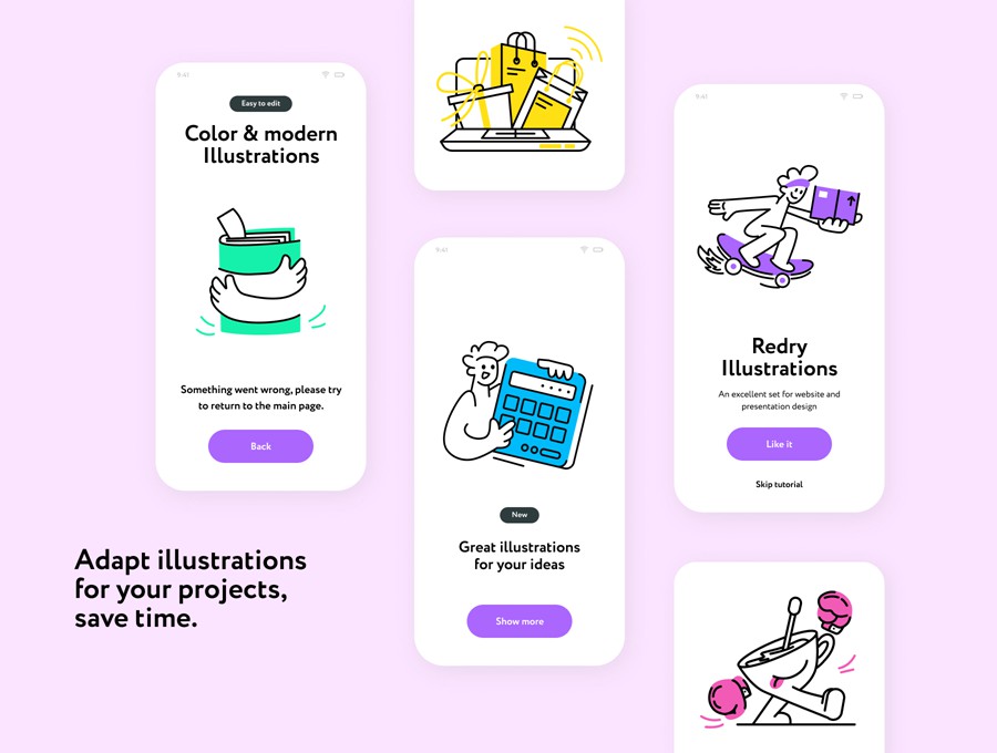 104幅卡通趣味多彩教育电商支付物流金融理财数据手绘插图Ai/Figma/Png格式素材 Redry Illustration Collection APP UI 第3张-素材湾丨精选海外优质设计素材资源 104幅卡通趣味多彩教育电商支付物流金融理财数据手绘插图Ai/Figma/Png格式素材 Redry Illustration Collection APP UI sucaiwan.com