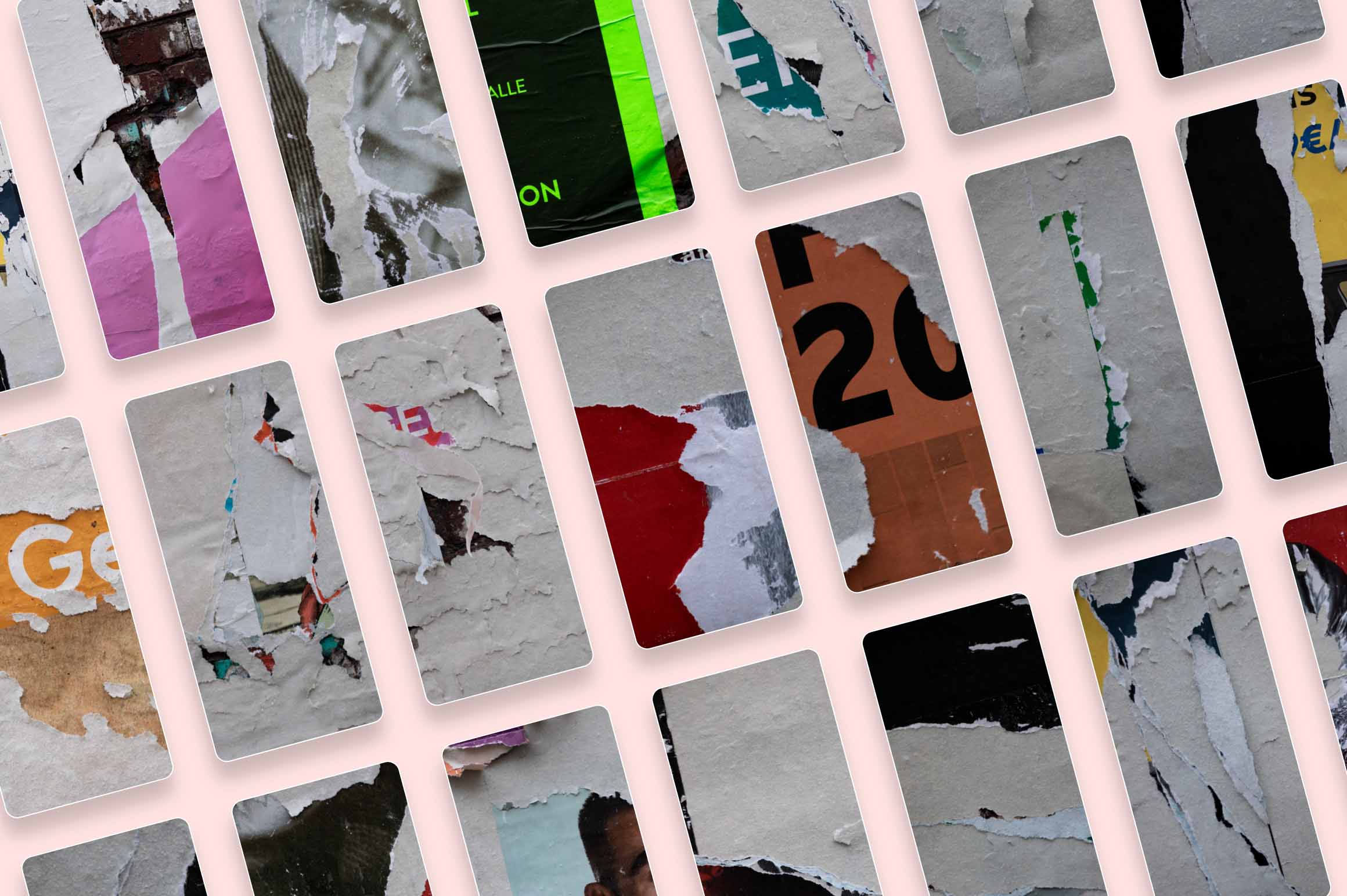 92款国外欧美风墙贴撕裂褶皱做旧复古毛边磨损纸张高清背景图片素材 Walls of Berlin – Torn Paper Textures 图片素材 sucaiwan.com