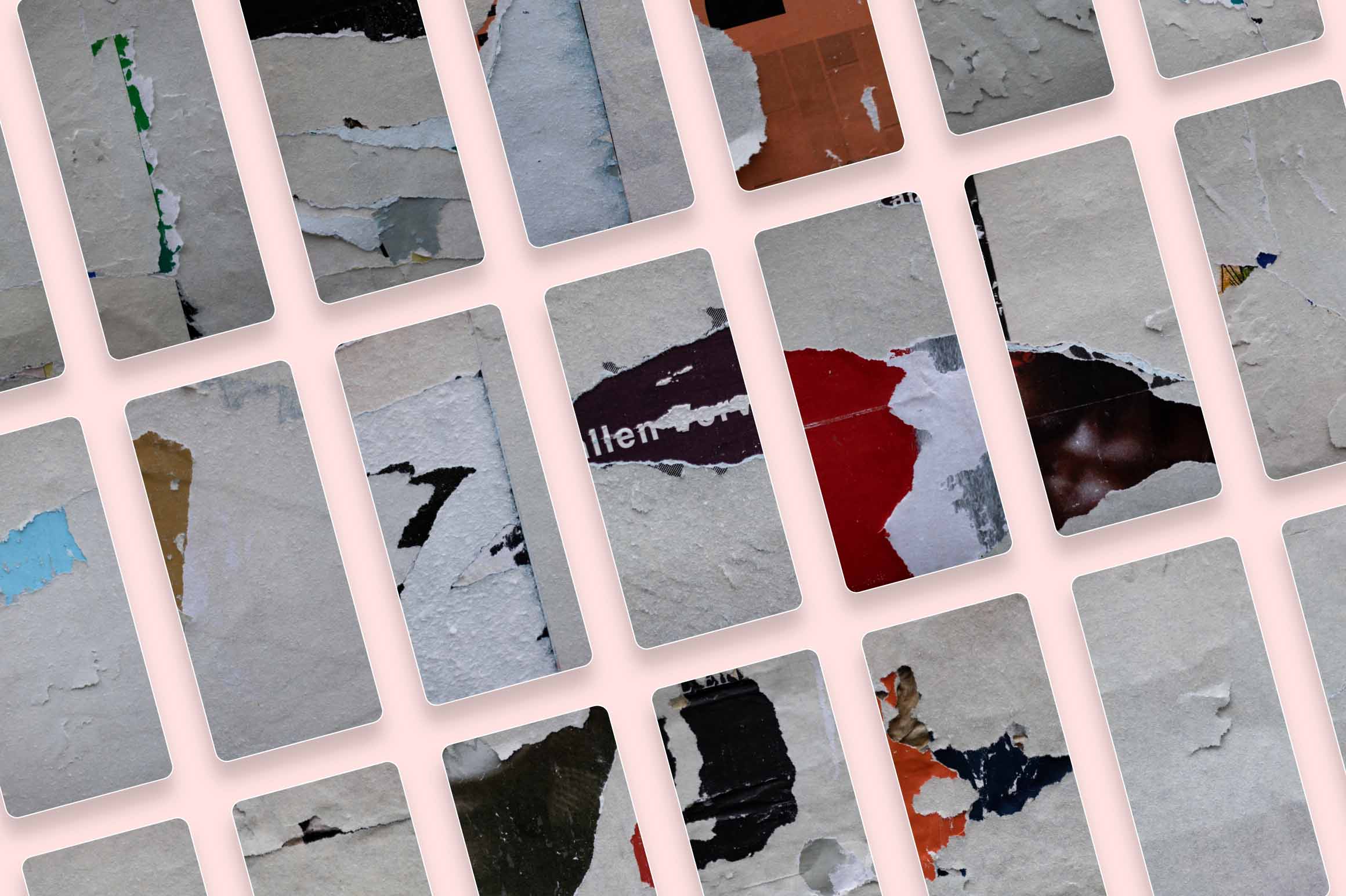 92款国外欧美风墙贴撕裂褶皱做旧复古毛边磨损纸张高清背景图片素材 Walls of Berlin – Torn Paper Textures 图片素材 sucaiwan.com