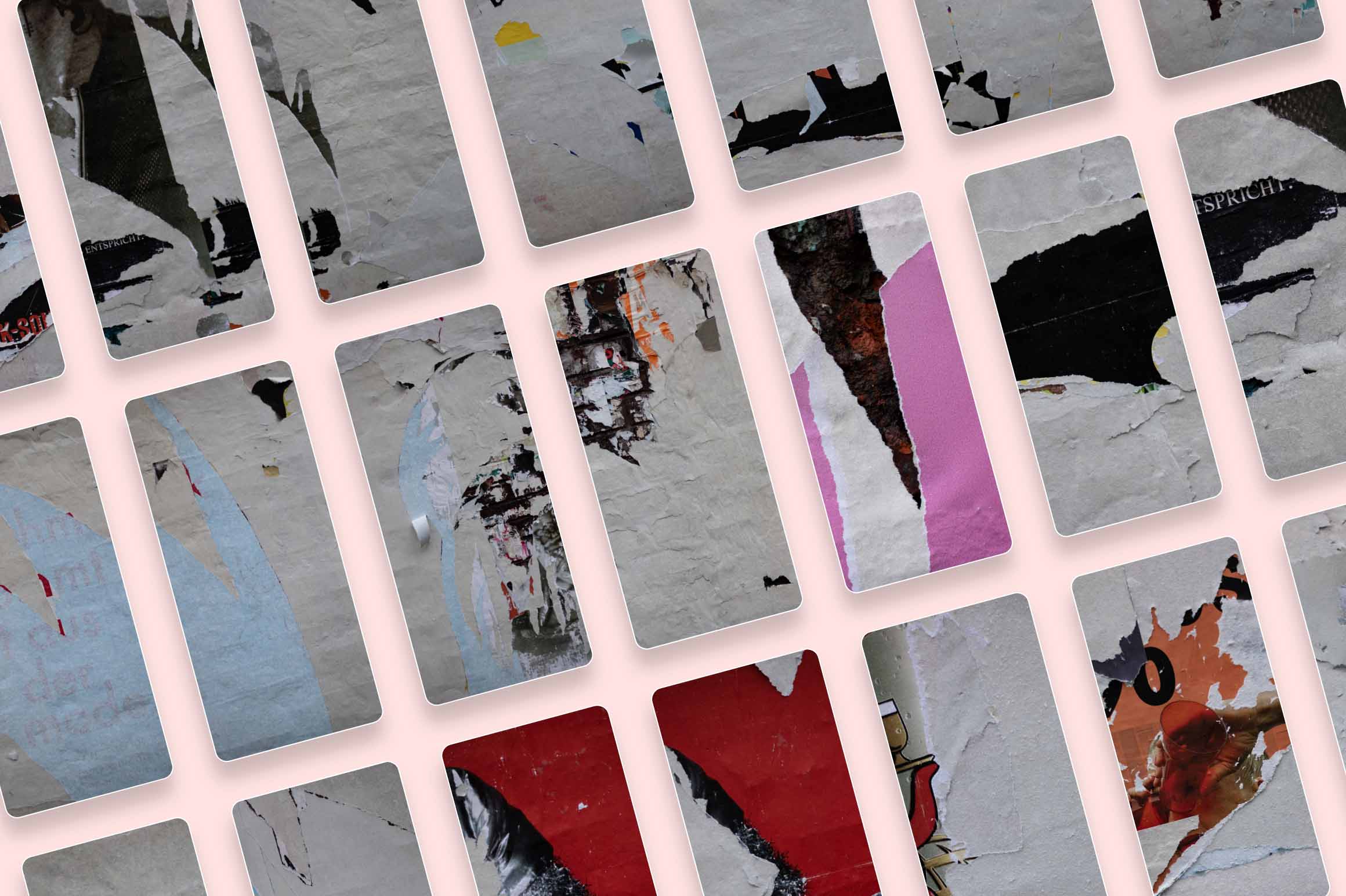 92款国外欧美风墙贴撕裂褶皱做旧复古毛边磨损纸张高清背景图片素材 Walls of Berlin – Torn Paper Textures 图片素材 sucaiwan.com