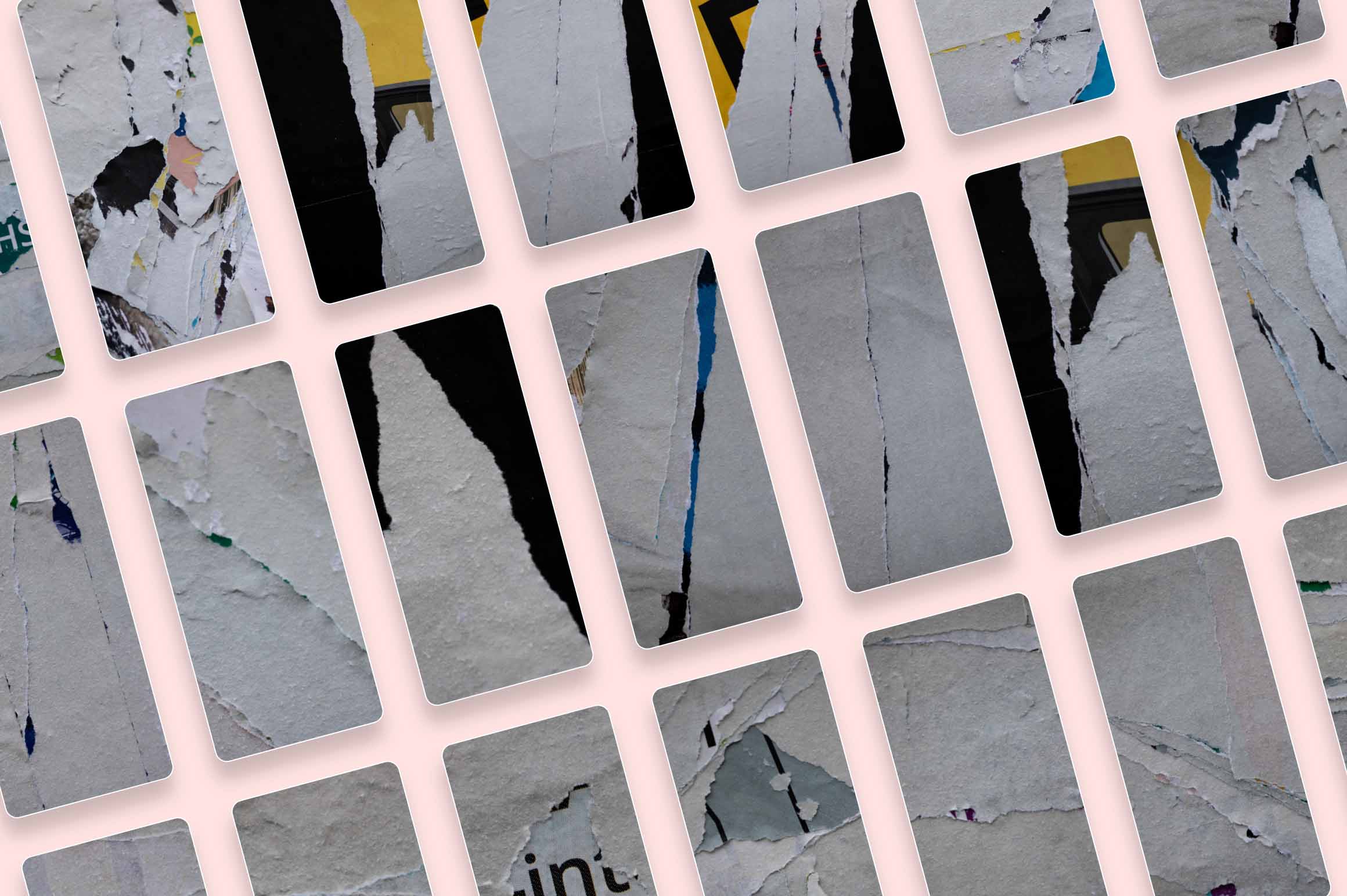 92款国外欧美风墙贴撕裂褶皱做旧复古毛边磨损纸张高清背景图片素材 Walls of Berlin – Torn Paper Textures 图片素材 sucaiwan.com