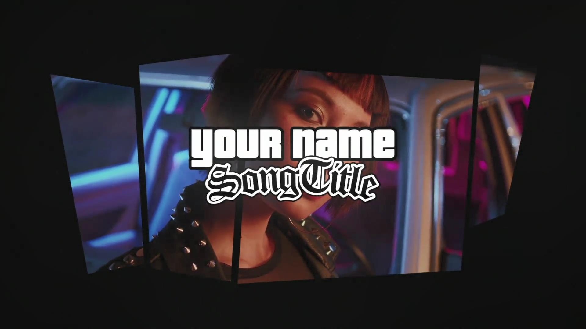 AE模板：大胆设计美学GTA冒险动作游戏风格音频可视化片头 Grand - Audio visualization template for After Effects , sucaiwan.com