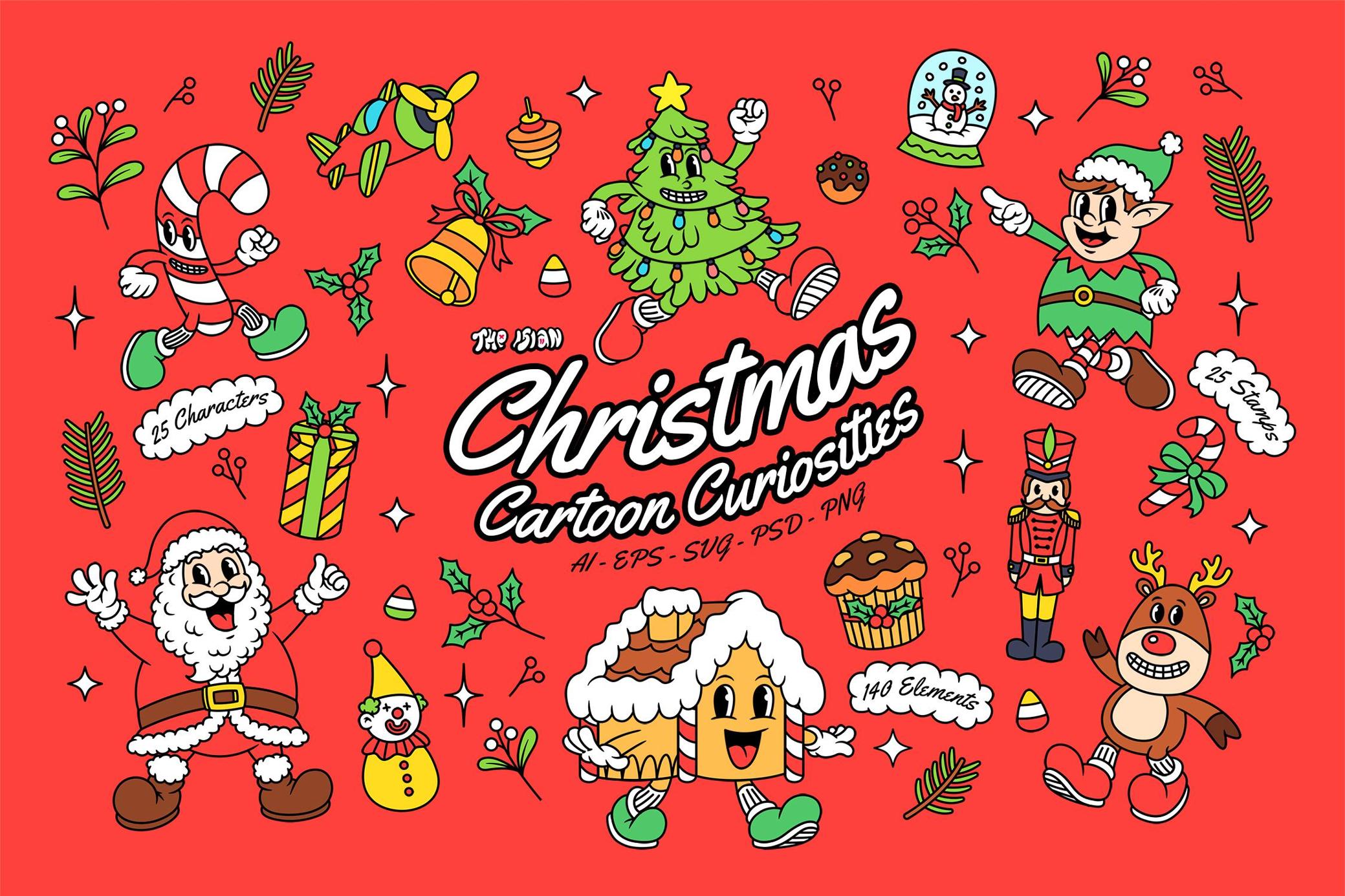 190个圣诞节趣味卡通插画卡片邮票AI矢量PNG图形 Christmas Cartoon Curiosities — Graphics 图片素材 第1张-素材湾丨精选海外优质设计素材资源 190个圣诞节趣味卡通插画卡片邮票AI矢量PNG图形 Christmas Cartoon Curiosities — Graphics 图片素材 sucaiwan.com