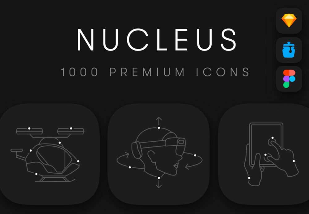 1000款独特极简多功能矢量线条图标Icons设计Figma/Sketch/AI格式素材 Nucleus Icon Set 图标素材 sucaiwan.com