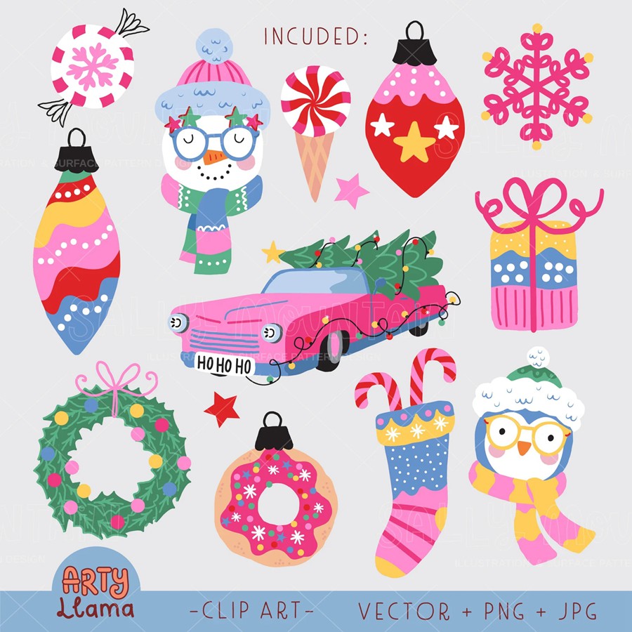 30款趣味欢乐明亮圣诞节日氛围剪贴画芭比娃娃EPS矢量/PNG免扣圣诞 Merry and Bright Clip Art , 第2张-素材湾丨精选海外优质设计素材资源 30款趣味欢乐明亮圣诞节日氛围剪贴画芭比娃娃EPS矢量/PNG免扣圣诞 Merry and Bright Clip Art , sucaiwan.com