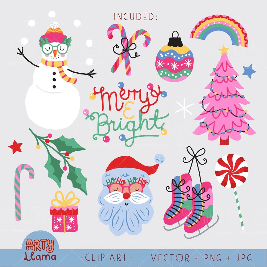 30款趣味欢乐明亮圣诞节日氛围剪贴画芭比娃娃EPS矢量/PNG免扣圣诞 Merry and Bright Clip Art , 第3张-素材湾丨精选海外优质设计素材资源 30款趣味欢乐明亮圣诞节日氛围剪贴画芭比娃娃EPS矢量/PNG免扣圣诞 Merry and Bright Clip Art , sucaiwan.com